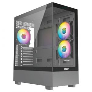 SMART A21-ULTRA MID TOWER ATX BLACK CASE WITH 3 ARGB FAN WITHOUT PSU