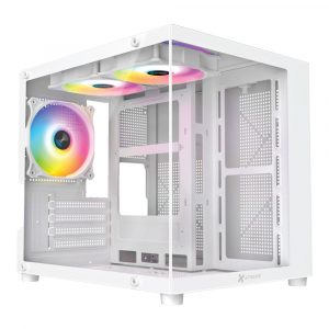 XTREME M72W M-ATX WHITE CASE TEMPERED GLASS WITH 3 ARGB FAN WITHOUT PSU